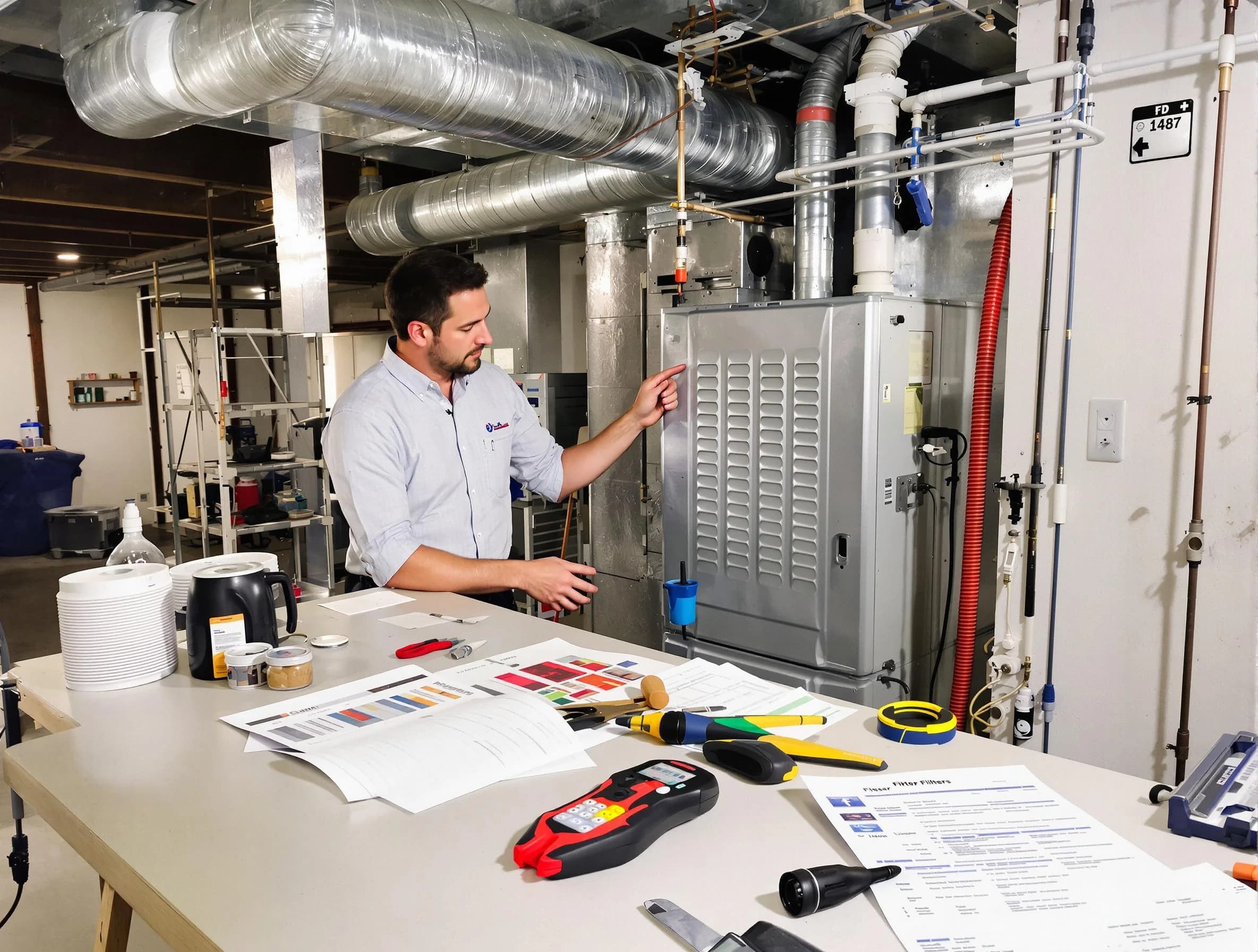 Douglasville Air Duct Cleaning inspector conducting detailed filter system evaluation using professional diagnostic tools in Douglasville