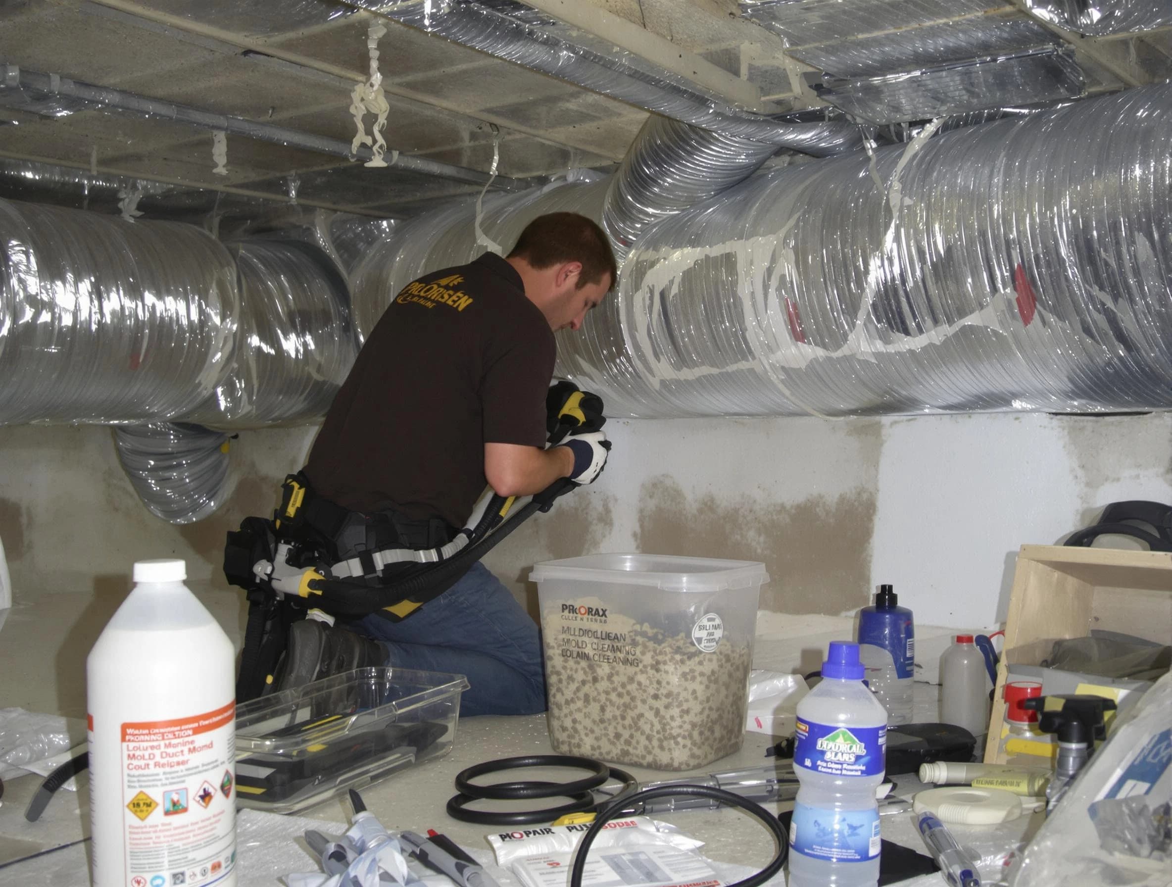 Douglasville Air Duct Cleaning specialist performing professional mold removal from air ducts in Douglasville