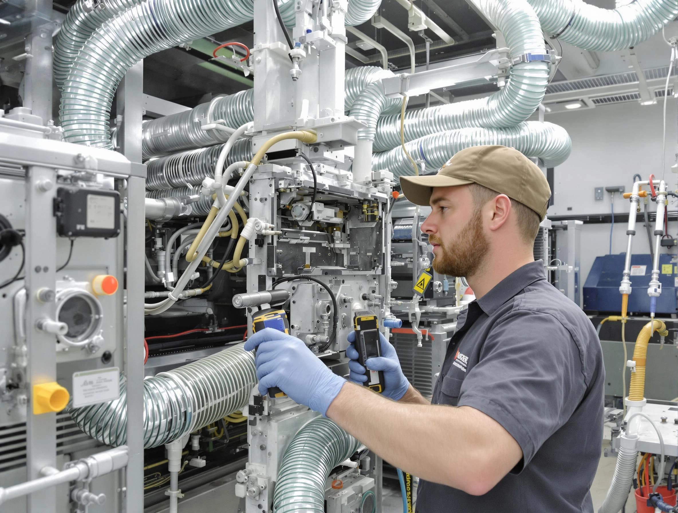 Douglasville Air Duct Cleaning technician performing precision commercial coil cleaning at a business facility in Douglasville