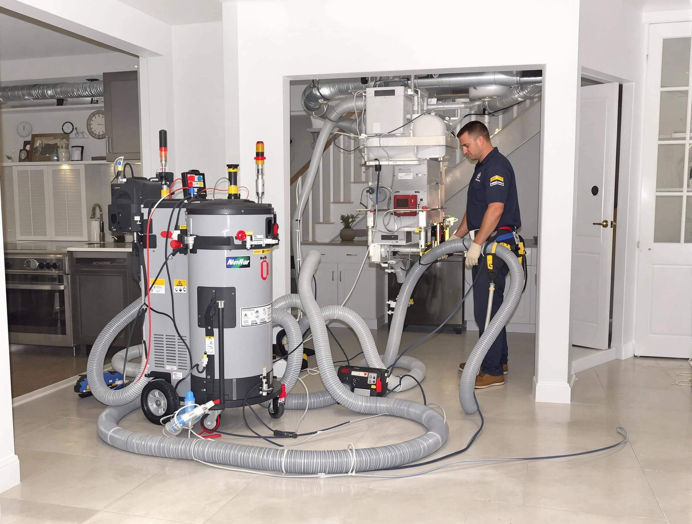 Douglasville Air Duct Cleaning technician operating negative pressure cleaning equipment for thorough duct maintenance in Douglasville