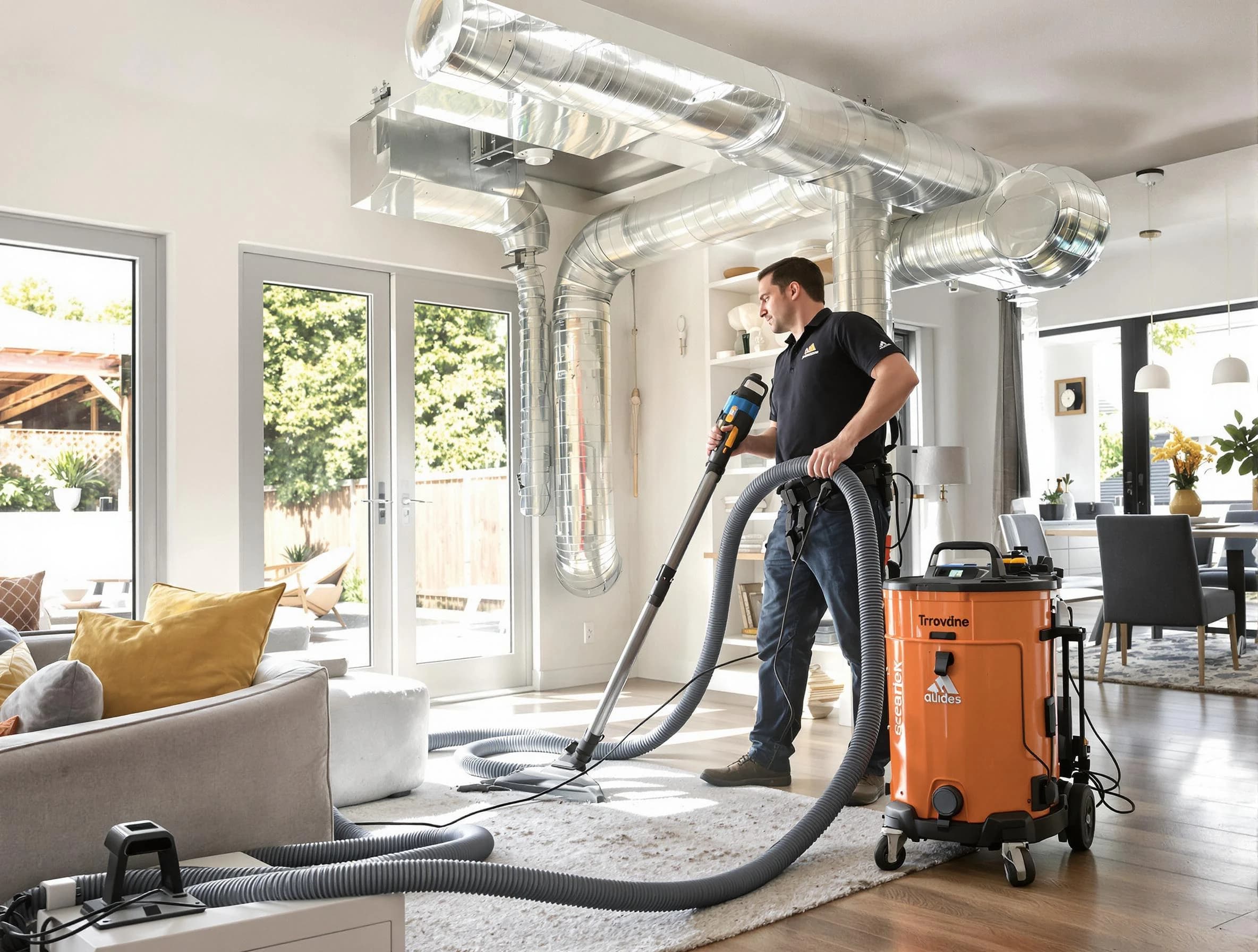 Douglasville Air Duct Cleaning specialist performing thorough residential duct cleaning using advanced equipment in Douglasville