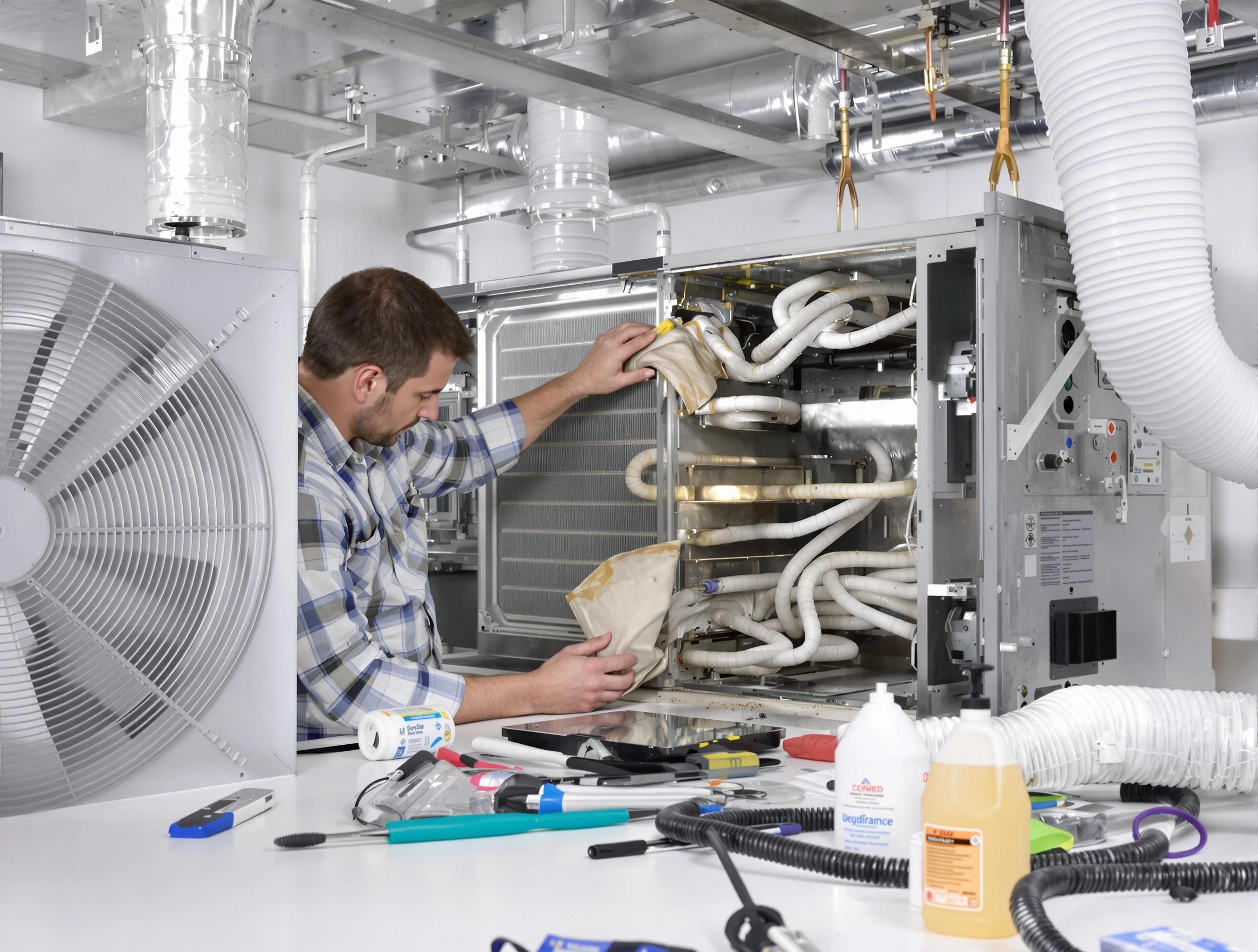 Douglasville Air Duct Cleaning specialist performing precision AC coil cleaning in Douglasville